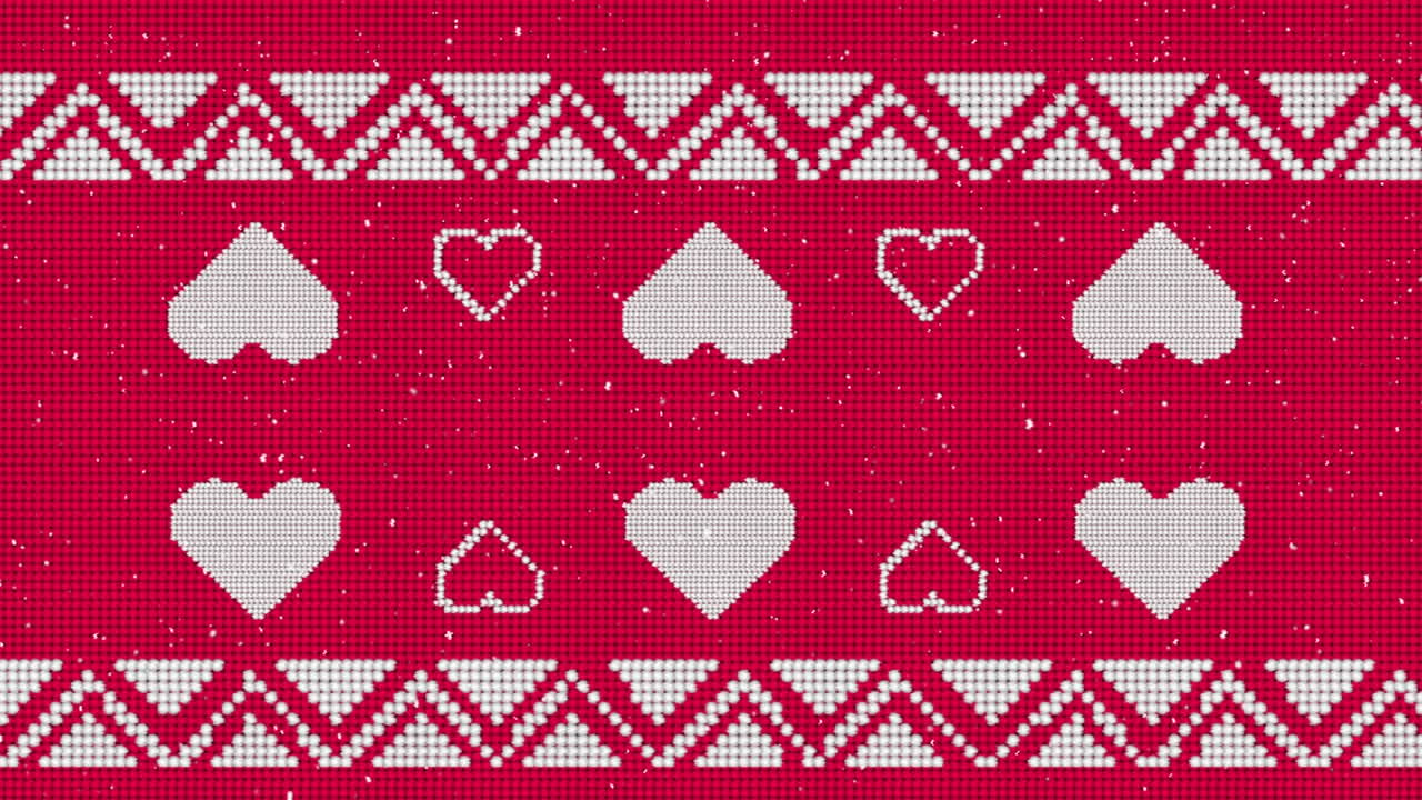 크리스마스 패턴 위에 눈이 떨어지는 애니메이션