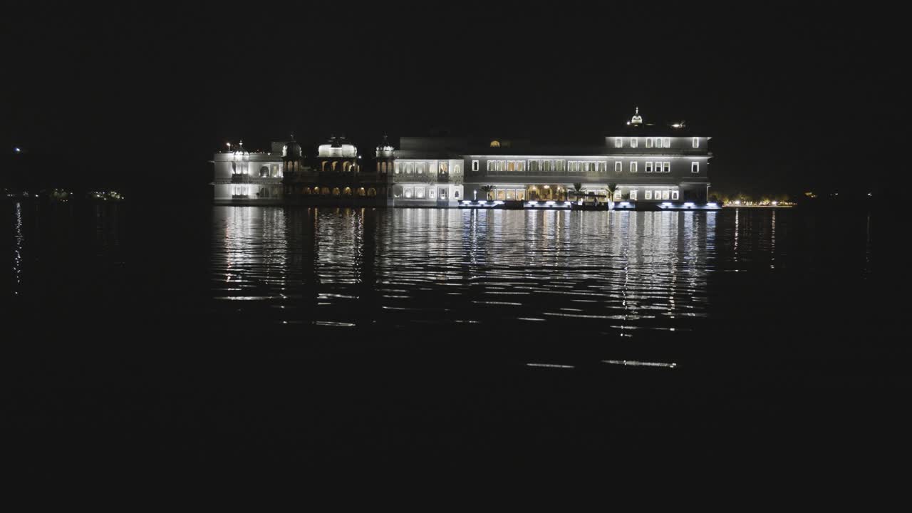 Night View of unique architecture at Lake City with Dramatic Lighting from Unique Perspective video is taken at Udaipur rajasthan india.