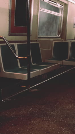 empty subway car with dirty seats