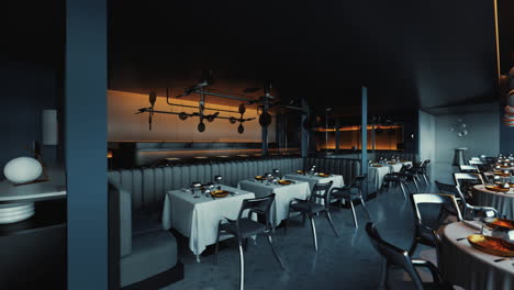 modern, dark luxury restaurant interior