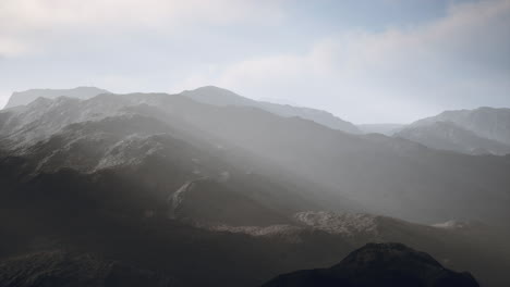 stone field in dense fog in highlands