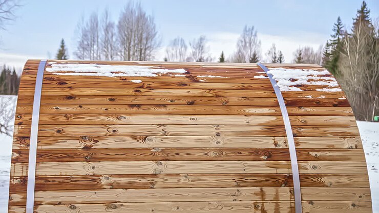 Time lapse della neve che si scioglie da una sauna in Lettonia