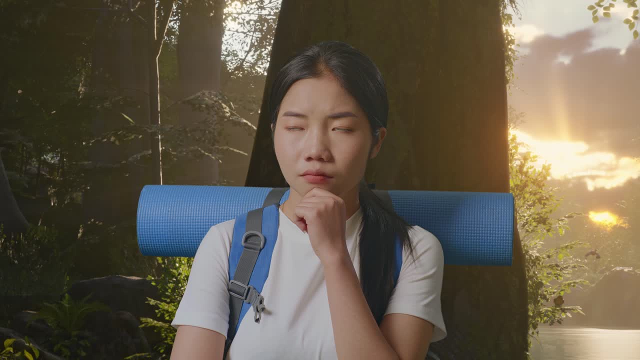 숲 속의 사려 깊은 여행자