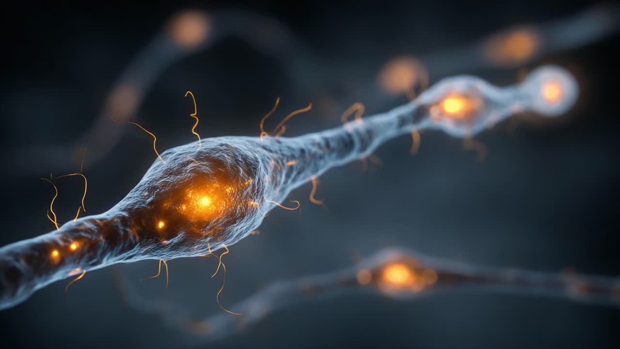 An Intricate Network of Neurons Illuminated with Glowing Connections, Showcasing the Beauty and Complexity of Neural Activity and Communication in the Human Brain