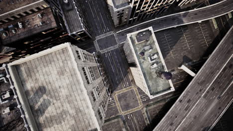 urban aerial view of a city intersection