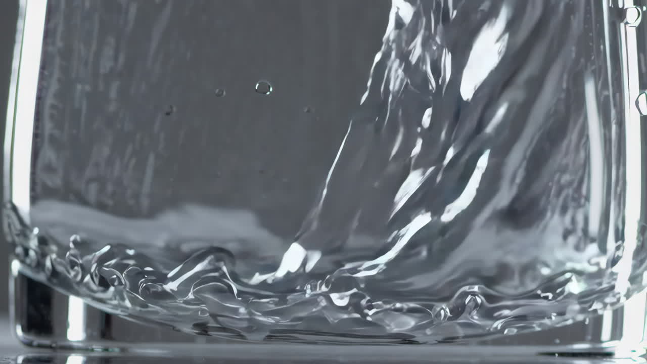 Close-up of Water Pouring into a Glass Container