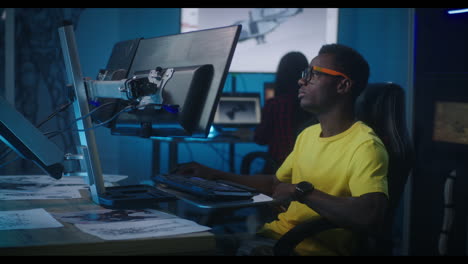 designers working late at night on a project