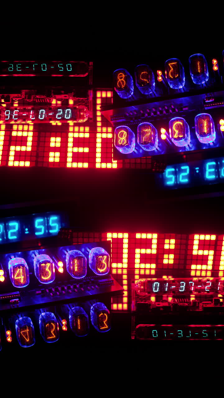 números de conteo, tiempo e información de código en vertical