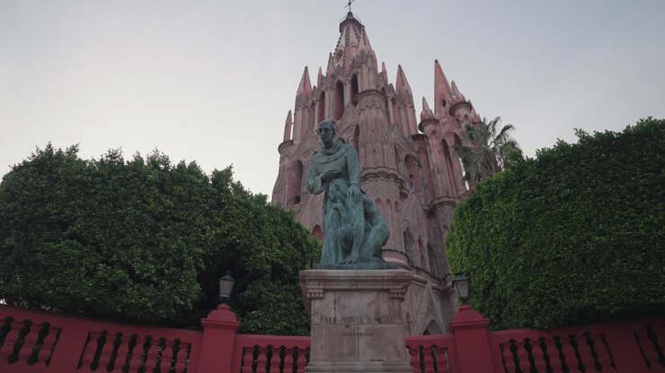 Statue in front of a church in San Miguel de Allende, Mexico