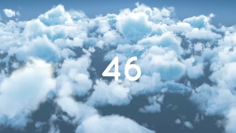 animación de números que crecen sobre las nubes y el cielo