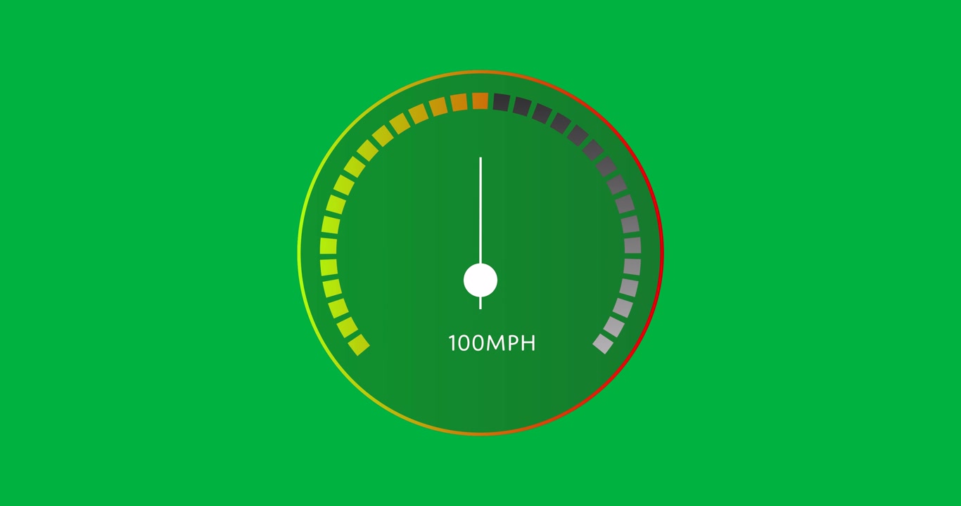 Animation of car speedometer on transparent background