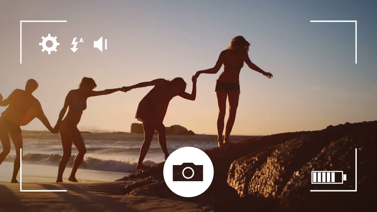 디지털 카메라 로 친구 들 의 사진 을 찍는 것