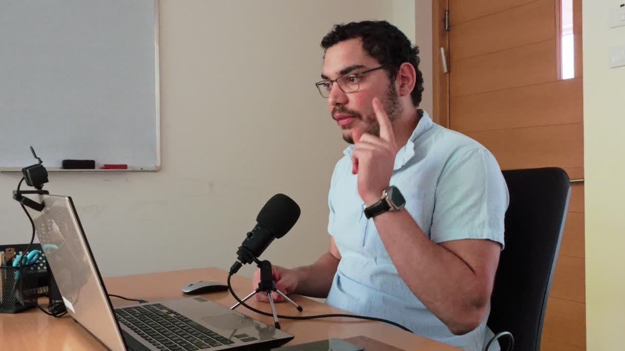 Virtual Team Discussion: Young Man Leading