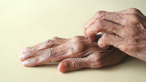 close up of elderly wrinkled hands