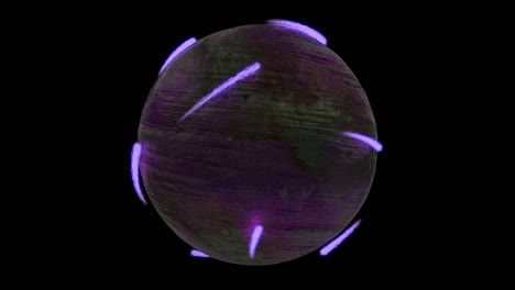 bola futurista con canal alfa. partículas de neón moviéndose alrededor de la esfera. patrón sin costuras.