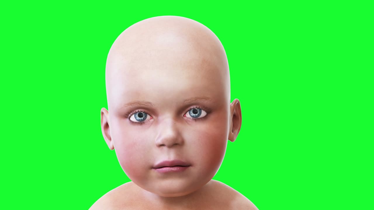Bebê engraçado, crianças. Animação realista em tela verde