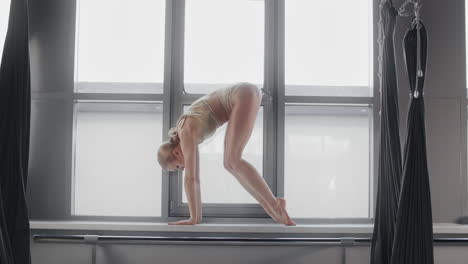 yoga and fitness exercises by a woman