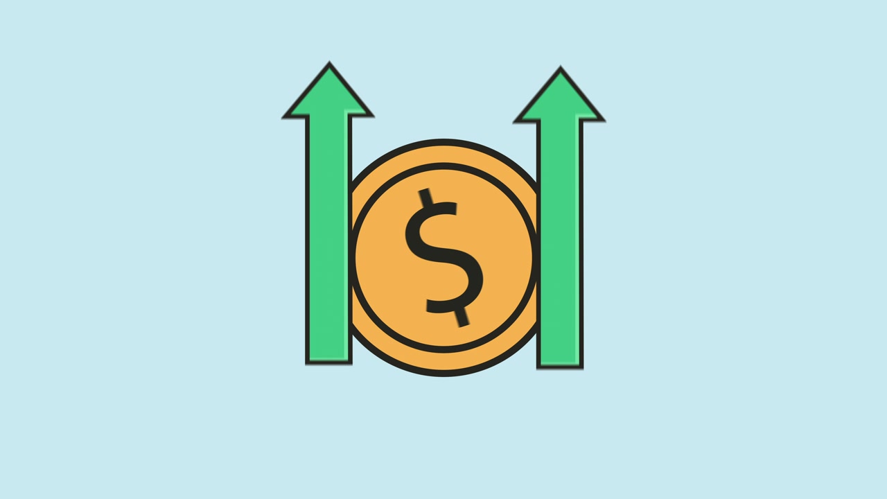 Animated Dollar Coin with Rising Green Arrows Indicating Financial Growth