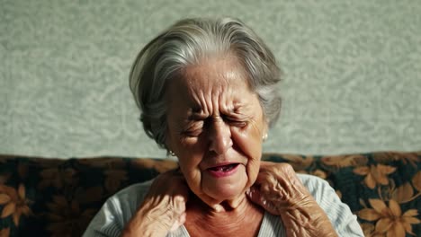 elderly woman with pain in her neck