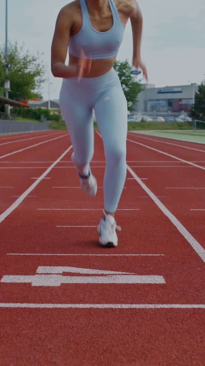 mujer corriendo en una pista