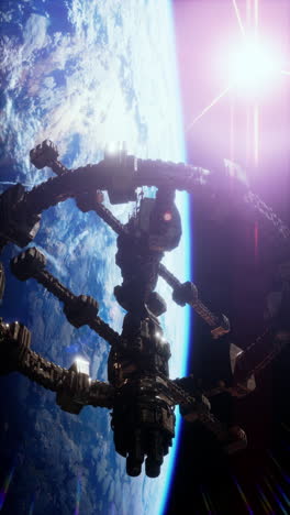 estación espacial en órbita alrededor de la tierra