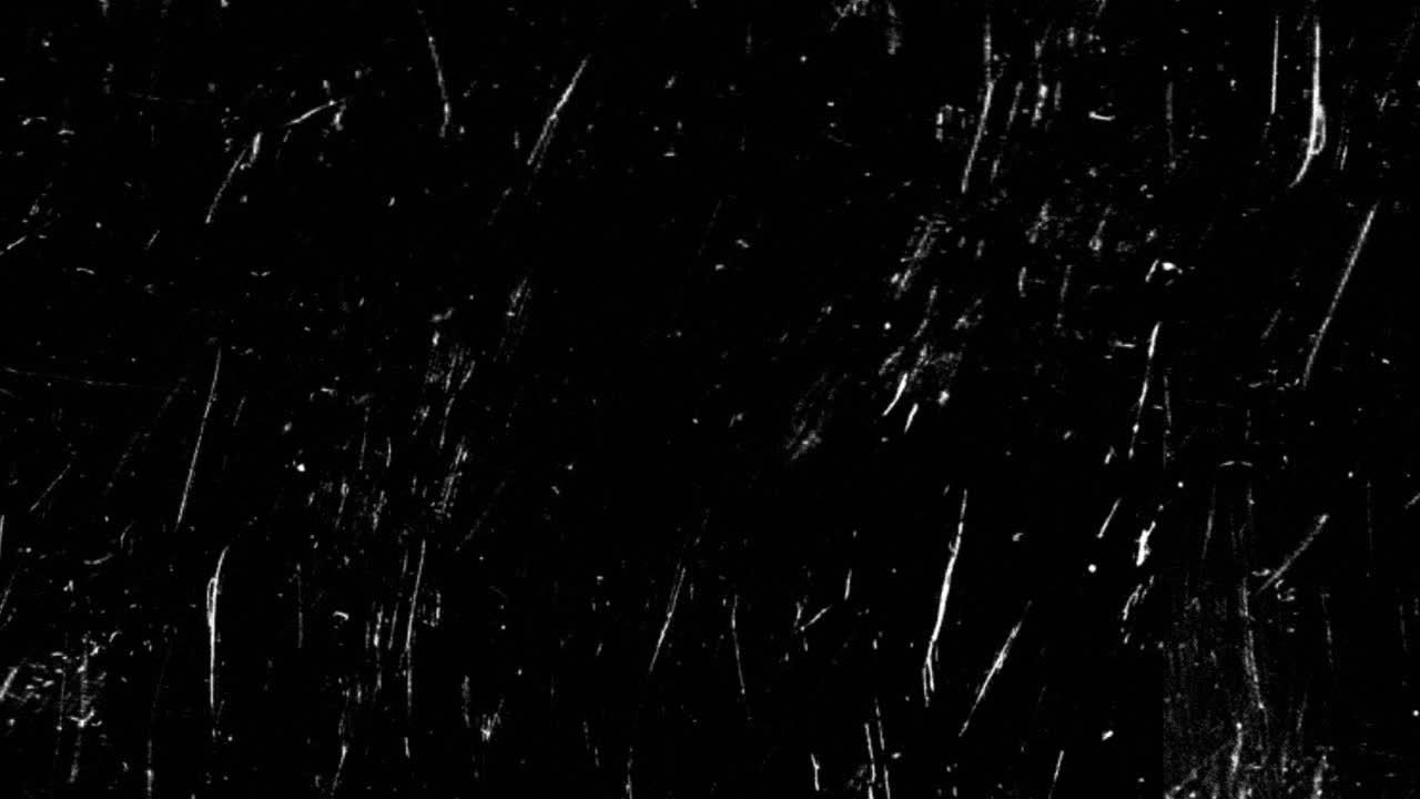 Moving White Scratches and Dust on Black Background