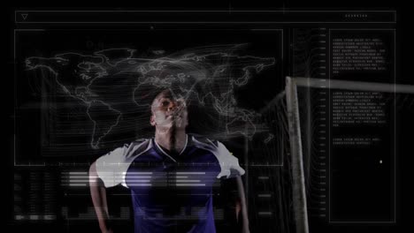 animación del procesamiento de datos sobre el jugador de fútbol