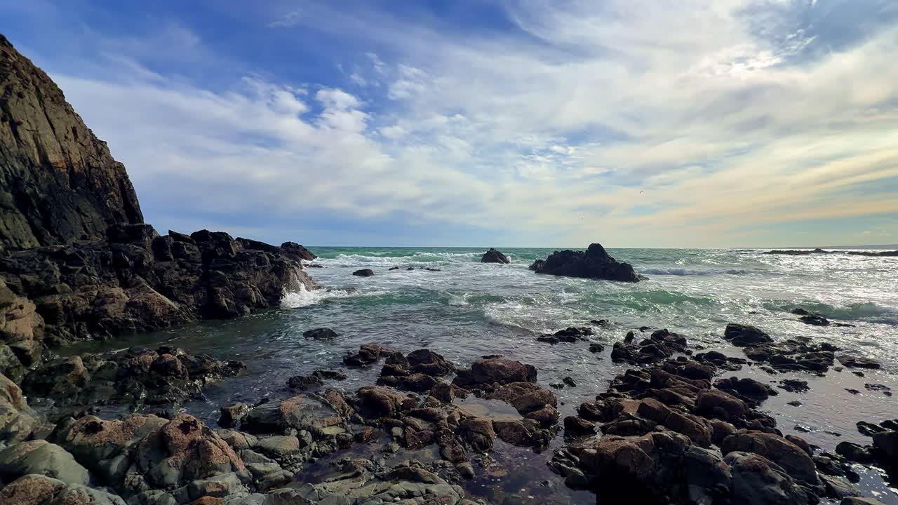 Ireland coast relaxing movement of waves on a rocky beach Copper Coast Waterford epic location