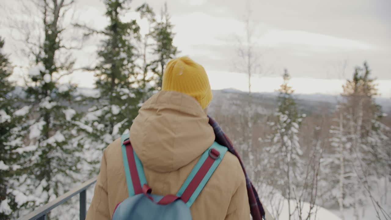 caminata de invierno en las montañas