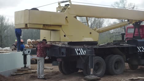 truck crane operation during construction