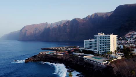 huge coast line of the beach in canary island, drone view