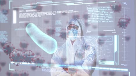 Digital interface with blood vessels and data processing against health worker in protective clothes