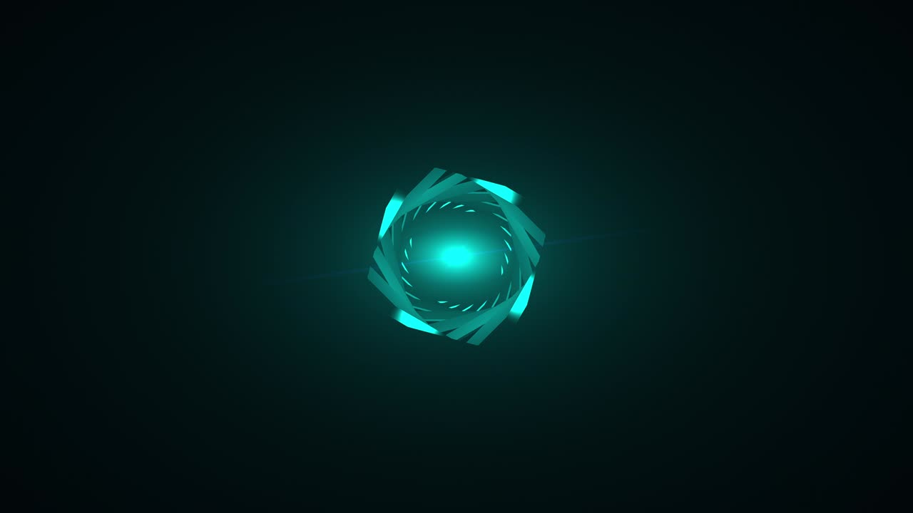 사각형 프레임의 나선형 회전으로 밝은 색 반점이 됩니다. 컴퓨터에서 생성된 추상적인 배경, 3d 렌더링