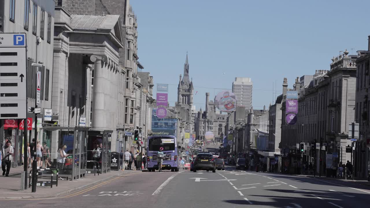 Aberdeen Union Street, UK in 4K on a warm sunny day