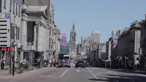 aberdeen union street, uk in 4k on a warm sunny day