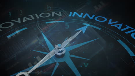 animation of data processing over compass with business texts