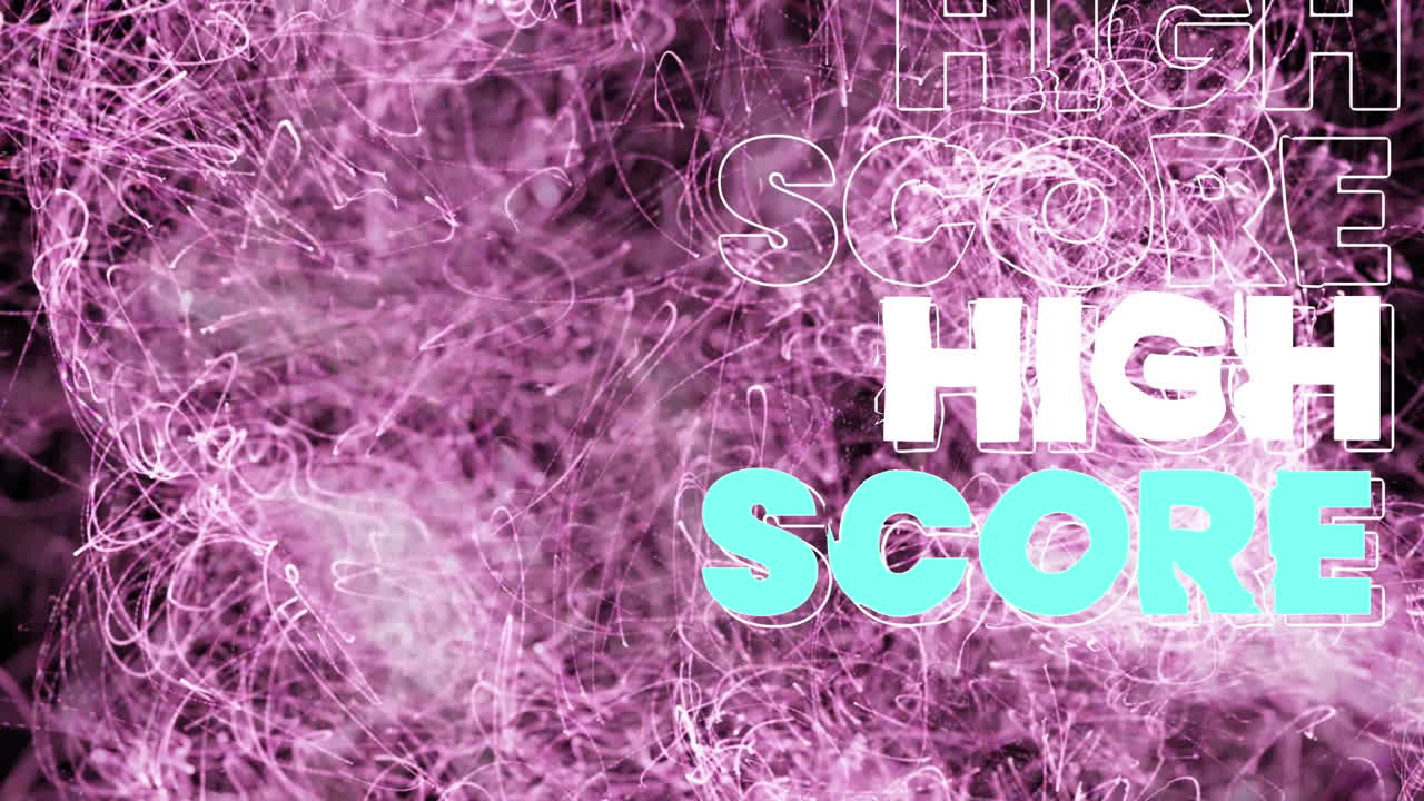 animación del texto de la partitura alta en repetición en contorno, blanco y azul sobre rastros de luz púrpura