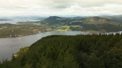 Densos-Bosques-De-Coníferas-En-Las-Montañas-Cerca-De-La-Aldea-De-Fister-En-Stavanger,-Noruega