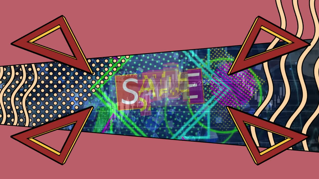 다양한 비즈니스 사람들에 대한 추상적인 모양으로 판매 텍스트의 애니메이션