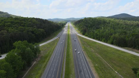 Cars-and-trucks-driving-on-a-divided-highway