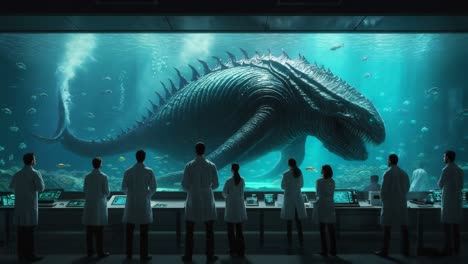 monstruo marino gigante en un acuario