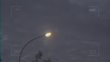 escena nocturna con farolas y árboles