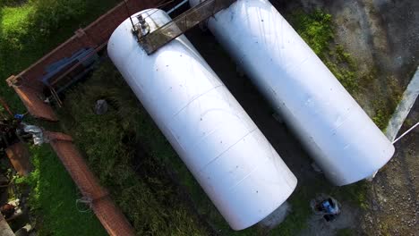 aerial view of fuel storage tanks