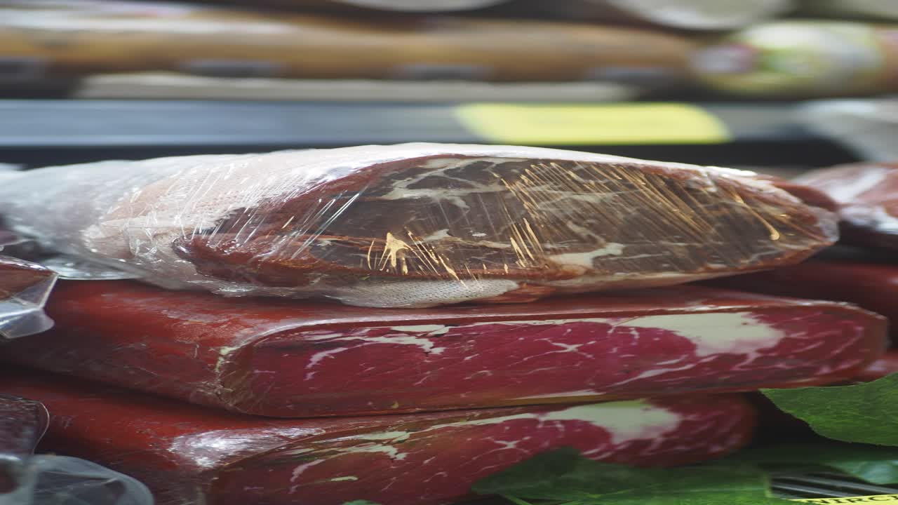 exhibición de pastırma turco