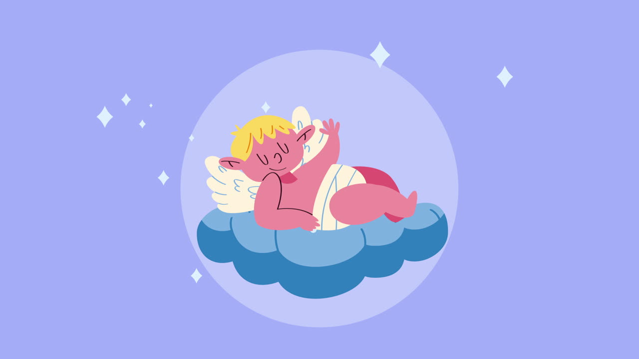 Sleeping Cupid on a Cloud