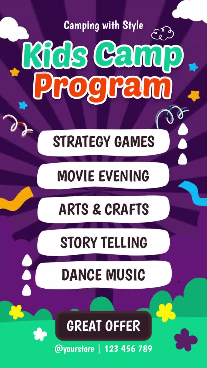 Animated Advertisement for Kids Camp Program Activities