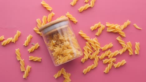 spiral pasta in a glass jar