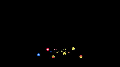 emoji icons flying over black background
