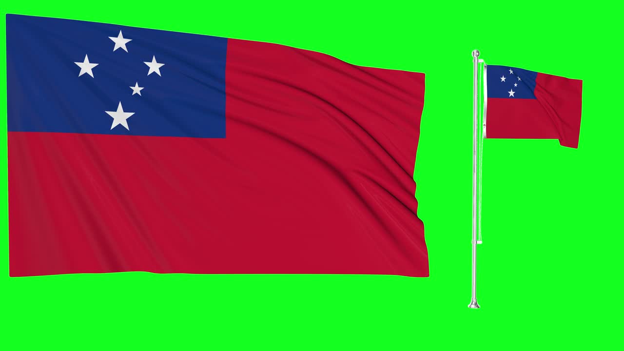 pantalla verde ondeando la bandera o el asta de la bandera de samoa