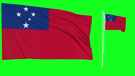 green screen waving samoa flag or flagpole